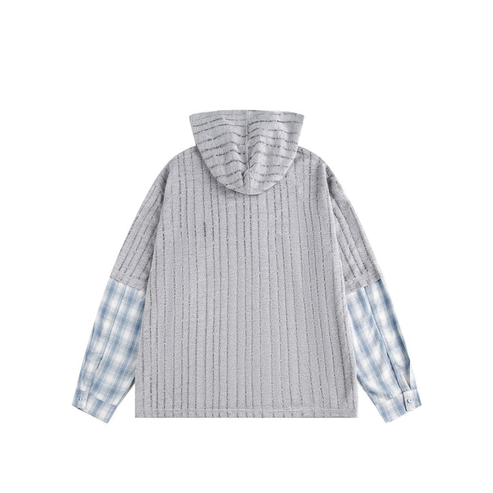 Unisex Lässiger Kapuzenpullover im Layering-Look mit Schnür‑V‑Ausschnitt Drune