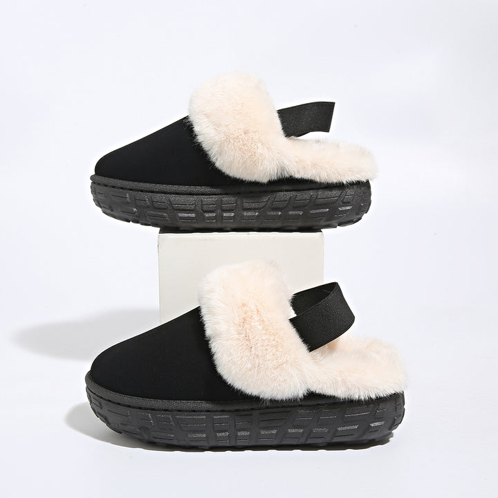 Damen Gefütterte Plateau‑Pantoffel Clogs mit elastischem Fersenriemen Drune