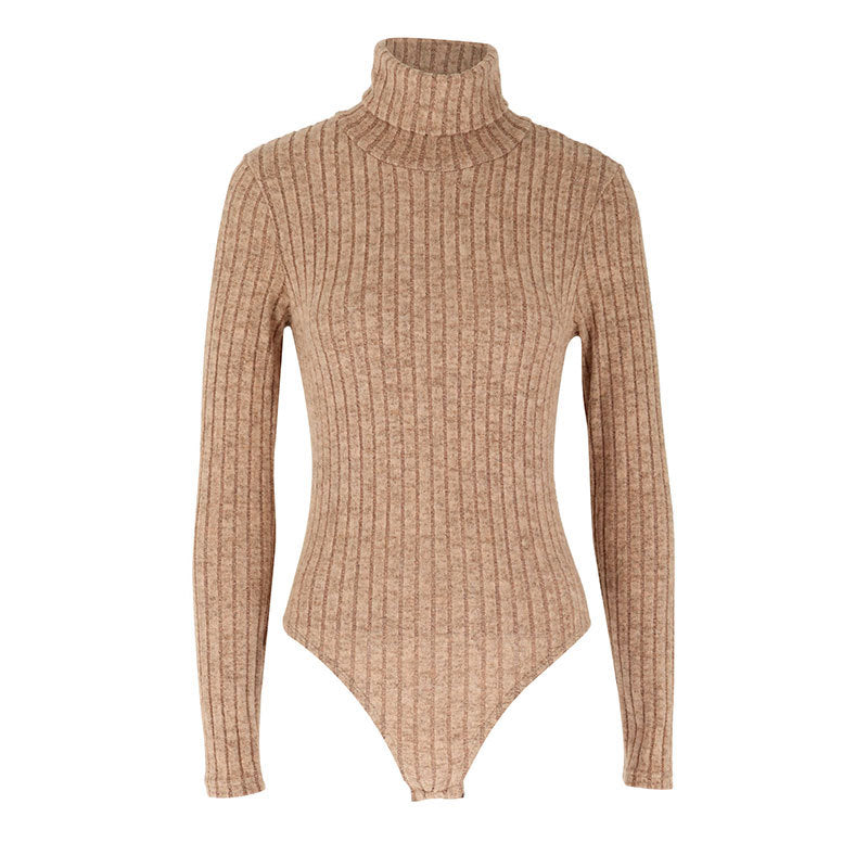 Damen Langarm-Bodysuit mit Rollkragen und feinem Rippmuster Drune