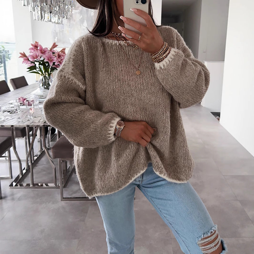 Damen Übergroßer Strickpullover mit luftigen Ärmeln Drune