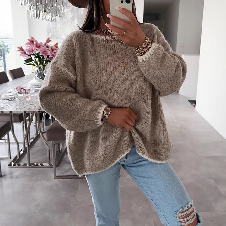Damen Übergroßer Strickpullover mit luftigen Ärmeln Drune