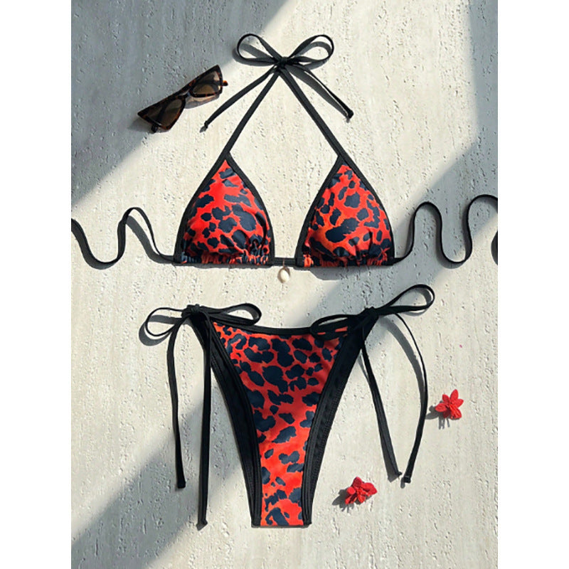 Damen Triangel-Bikini mit trendigem Animal-Print und verstellbaren Trägern Drune