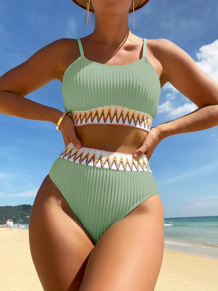 Damen Bunt gemusterter High-Waist Bikini Drune