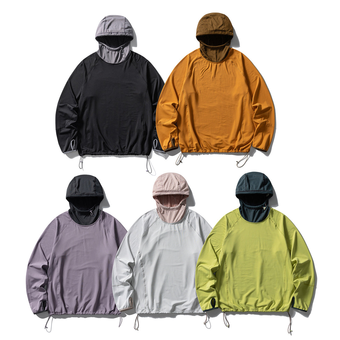 Unisex Technischer Kapuzenpullover mit verstellbarem Saum, isolierter Innenkapuze und Daumenöffnungen Drune