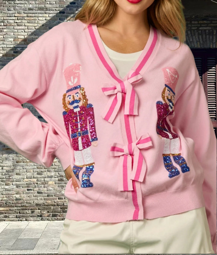 Damen Strickjacke mit funkelnden Details und raffinierten Schleifen Drune