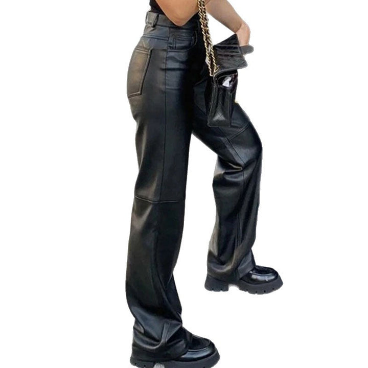 Damen Kunstlederhose mit weitem Bein