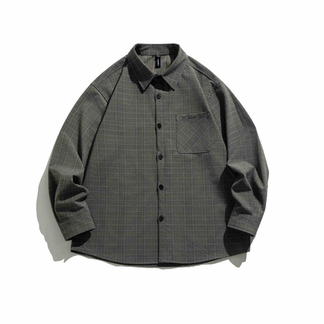 Herren Boxy Glencheck-Hemdjacke mit verlängertem Saum und aufgesetzter Brusttasche Drune