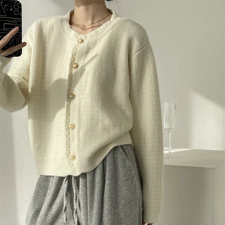 Damen gemütliche Strickjacke mit hochwertigen Knopfdetails und lässigem Schnitt Drune