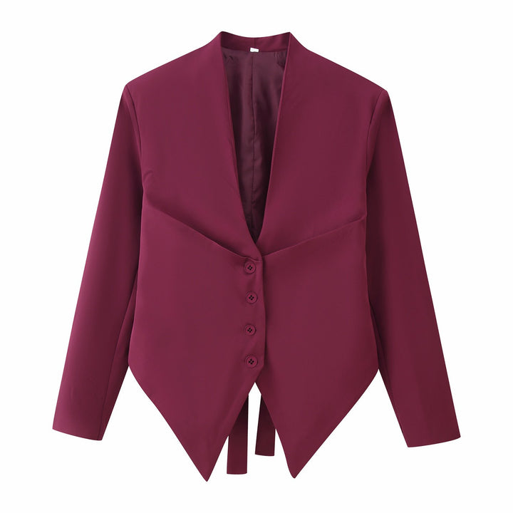 Damen Taillierte Blazerjacke mit Schalkragen, asymmetrischem Zipfelsaum und Knopfverschluss Drune