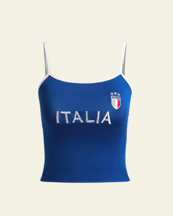 Damen Sporty Cropped Camisole mit Nationalem Emblem Drune