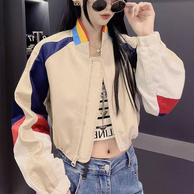 Damen modische Bomberjacke mit bunten Akzenten Drune