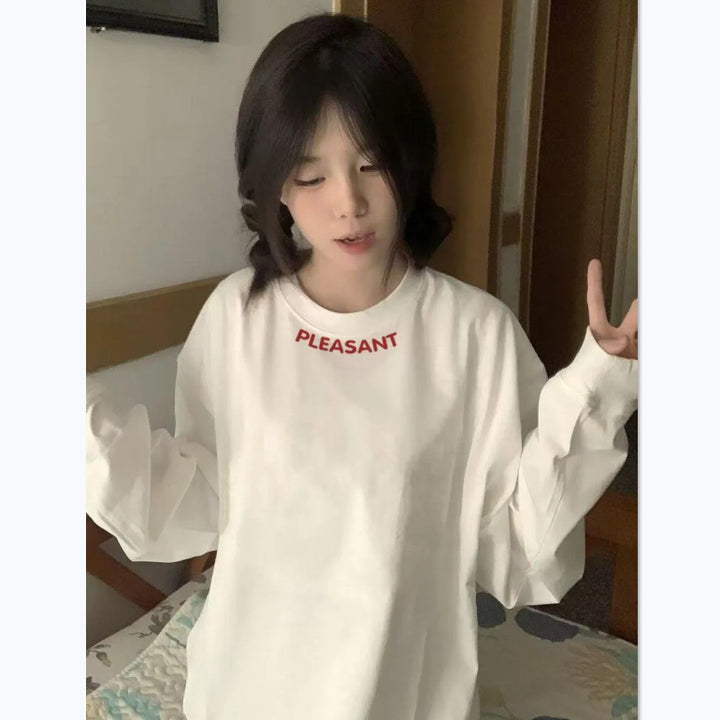 Damen lässiges Langarmshirt mit großzügigem Schnitt Drune