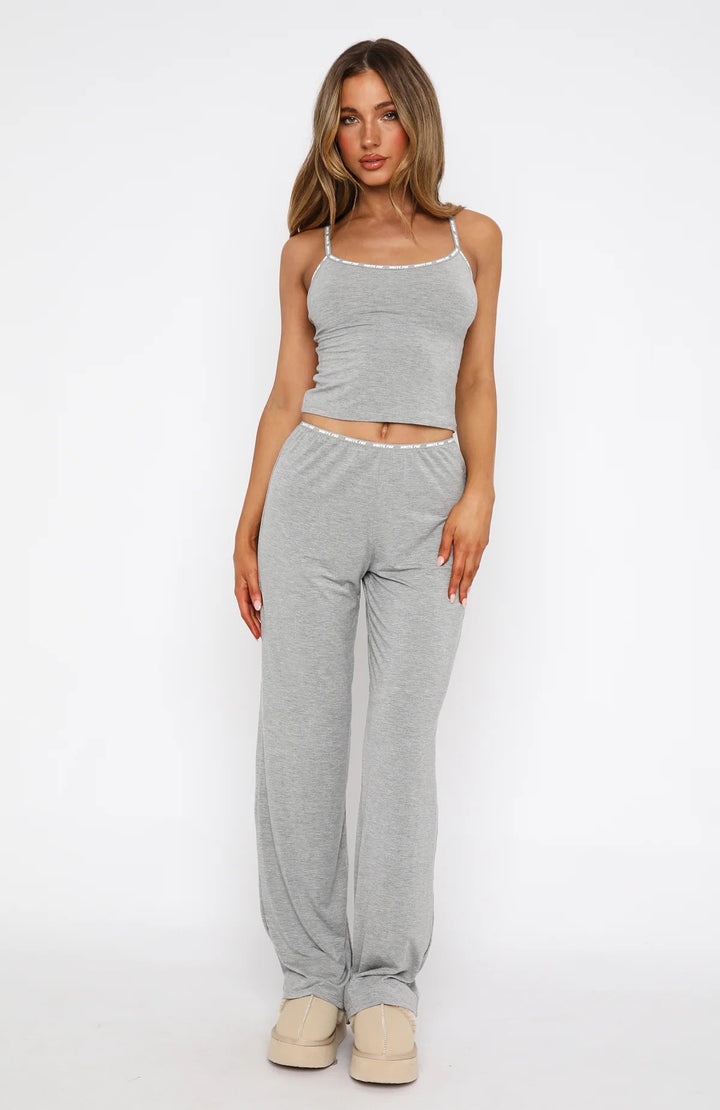 Damen Lounge-Set aus weichem Jersey mit Spaghettiträgern und weitem Bein Drune