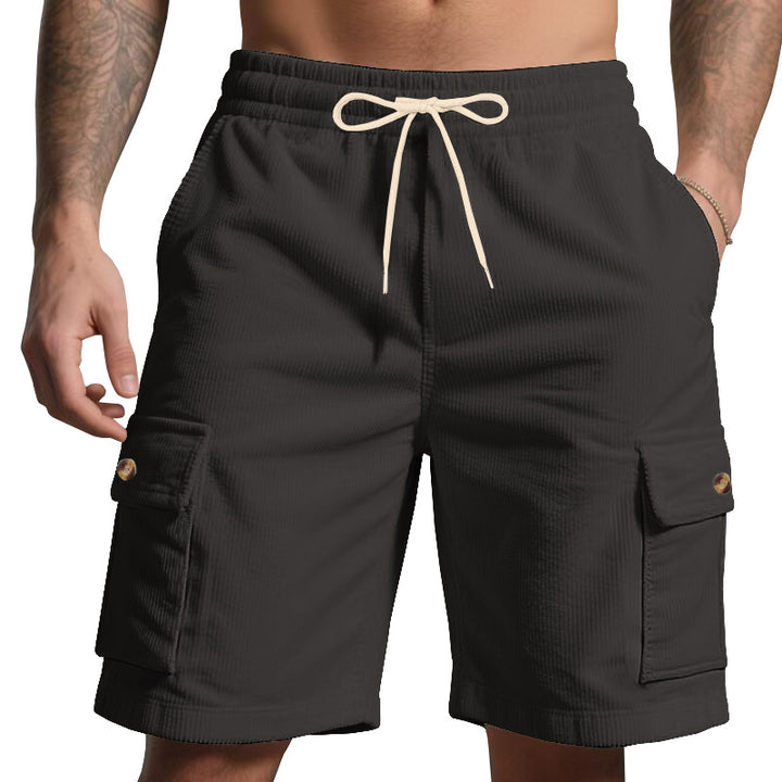 Herren nan Cord-Cargo-Shorts mit elastischem Tunnelzugbund, aufgesetzten Cargotaschen und weichem Baumwollmix Drune