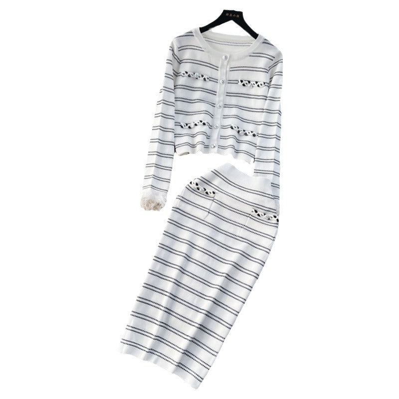 Damen eleganter Strickanzug mit Reißverschluss Drune