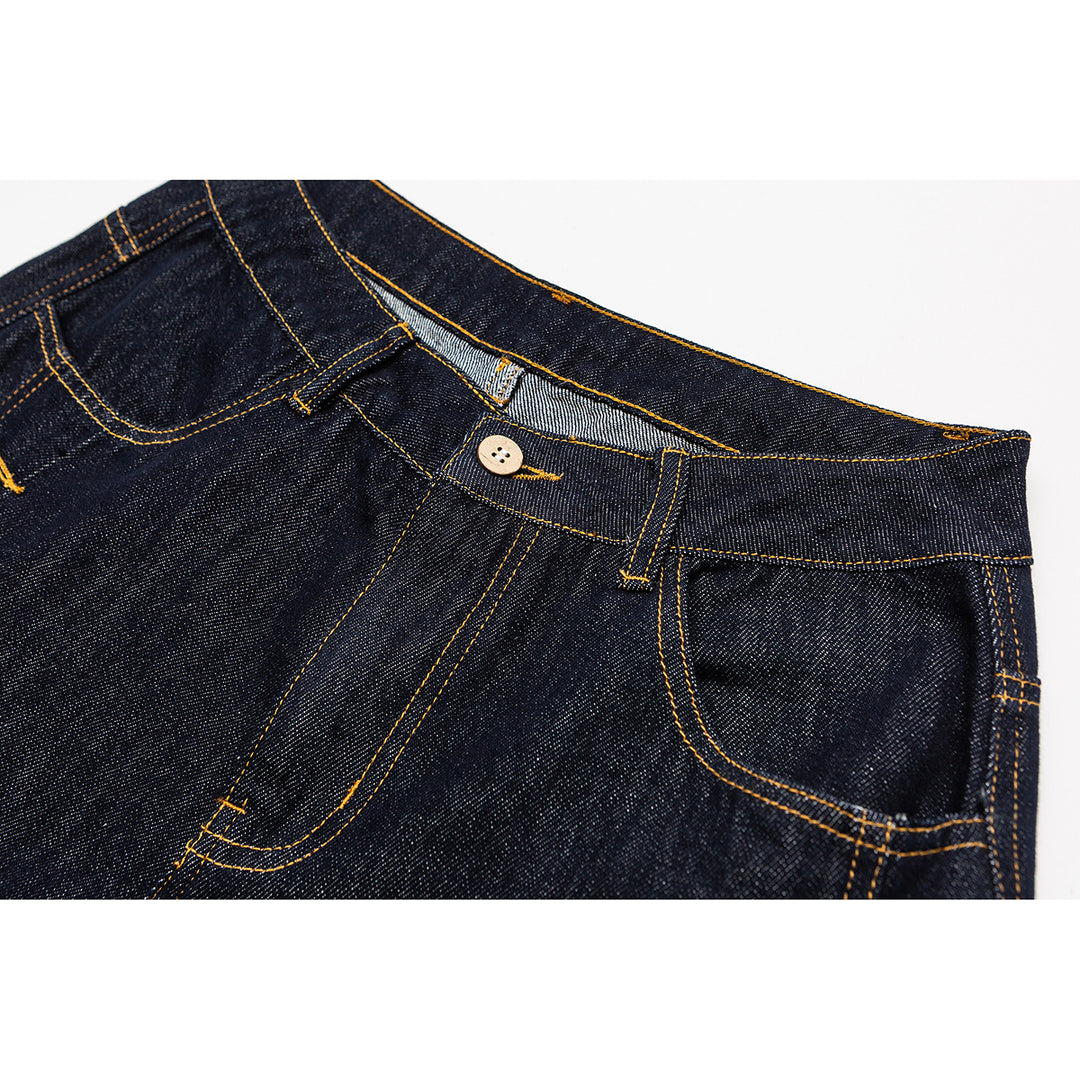 Damen Weite High‑Waist Jeanshose mit Ballon‑Silhouette und seitlichen Zierknöpfen Drune
