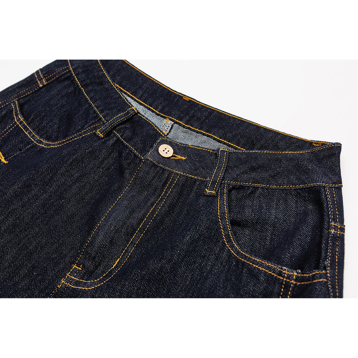 Damen Weite High‑Waist Jeanshose mit Ballon‑Silhouette und seitlichen Zierknöpfen Drune