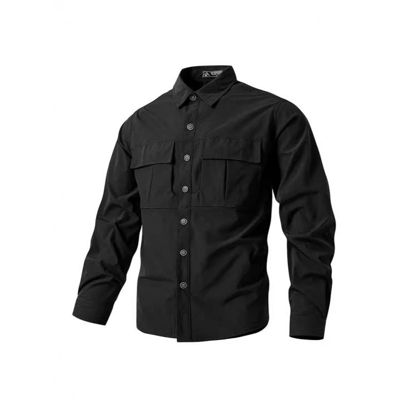 Herren Leichte Hemdenjacke im Utility‑Stil mit aufgesetzten Brustklappen und Knopfleiste Drune