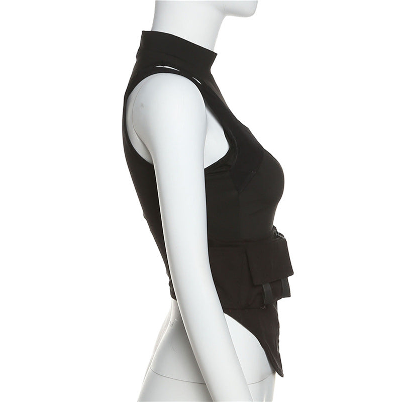 Damen Sportliches Tanktop mit innovativem hochgeschlossenem Design und verstellbaren Riemen Drune