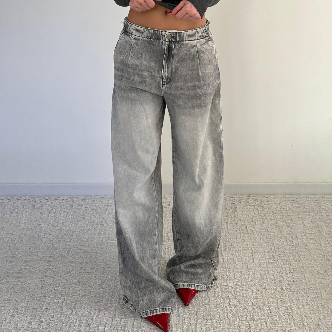 Damen Weit geschnittene Jeans mit modischem Used-Look Drune