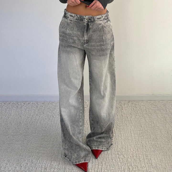Damen Weit geschnittene Jeans mit modischem Used-Look Drune