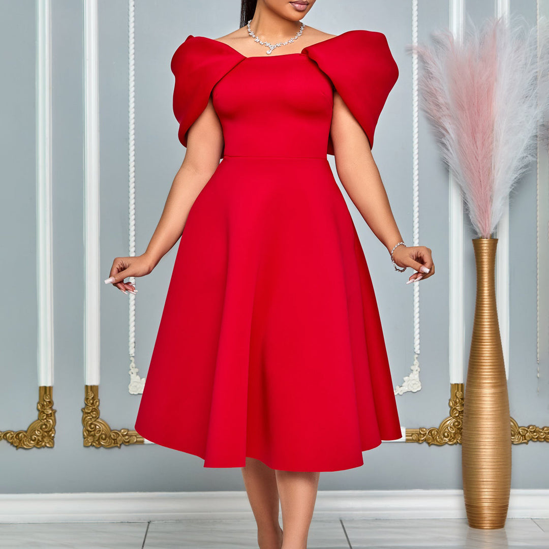 Damen Festliches Kleid mit dramatischem Cape Drune