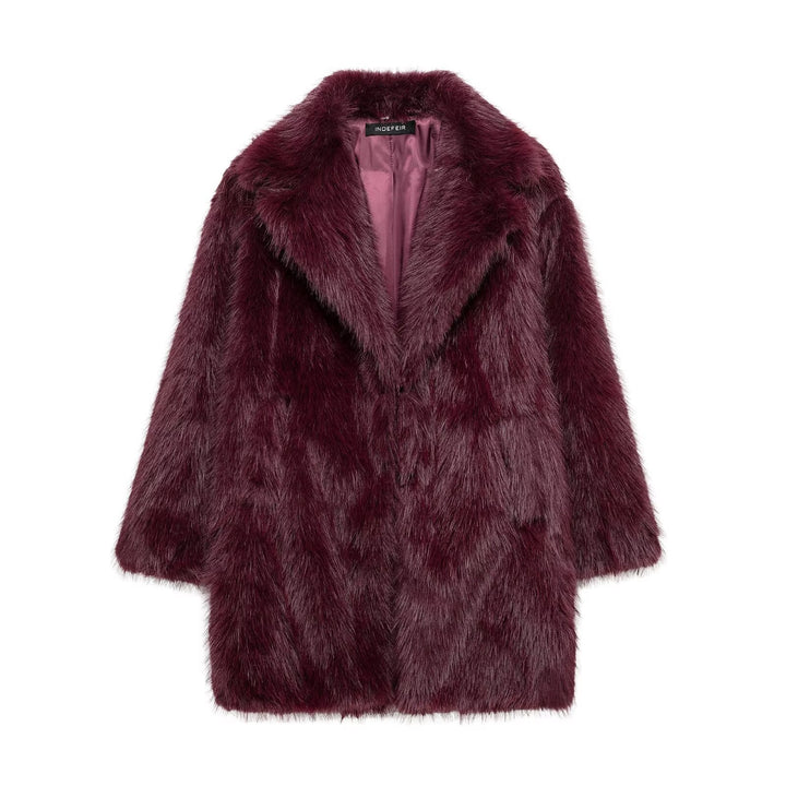 Damen Faux-Fur-Mantel mit Oversize-Schalkragen und langem, taillenfreiem Schnitt Drune
