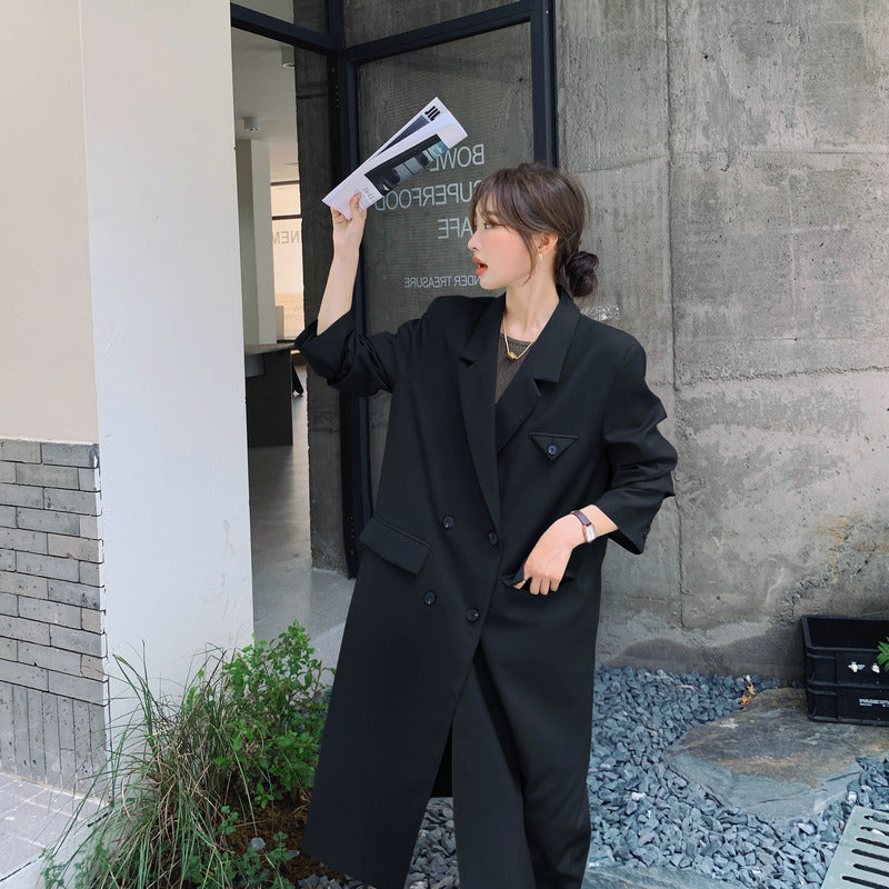 Damen Doppelreihiger Oversize-Trenchcoat mit kastiger Silhouette und verlängertem Schnitt Drune