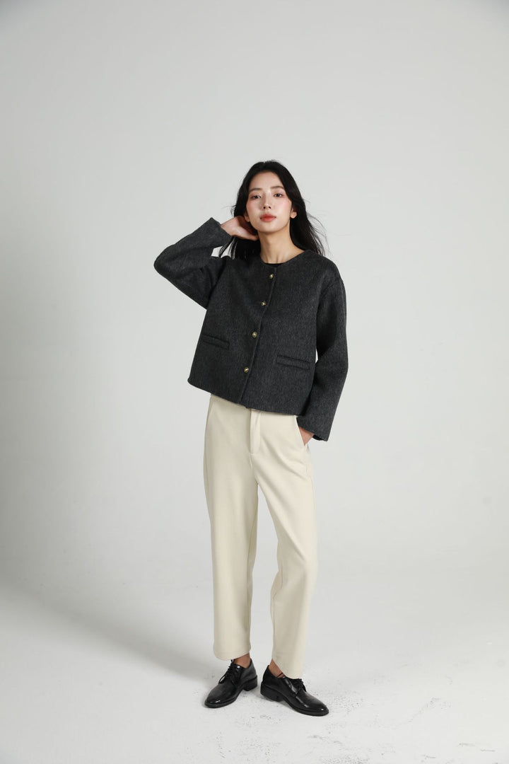 Damen Modische Kurzjacke mit Knopfleiste Drune