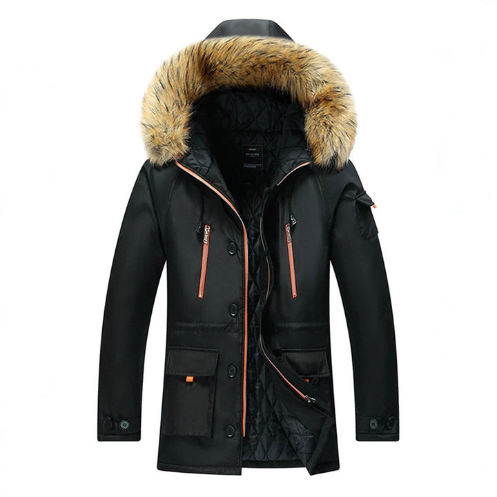 Herren Urbaner Winterparka im Fieldstil mit abnehmbarem Kunstfellbesatz und multifunktionalen Taschen Drune