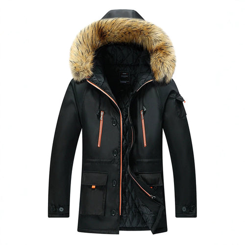 Herren Urbaner Winterparka im Fieldstil mit abnehmbarem Kunstfellbesatz und multifunktionalen Taschen Drune