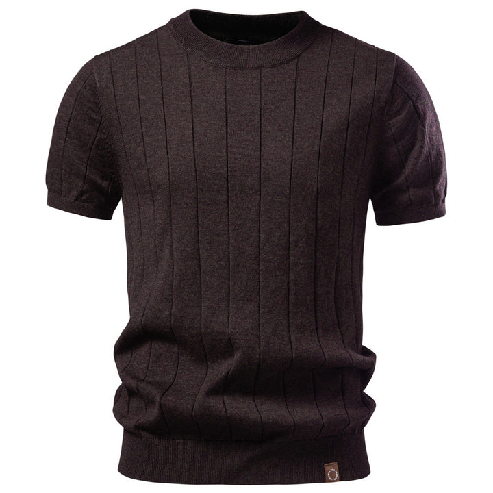 Herren nan leichter Kurzarm-Strickpullover mit feiner Rippenstruktur und Rundhalsausschnitt Drune