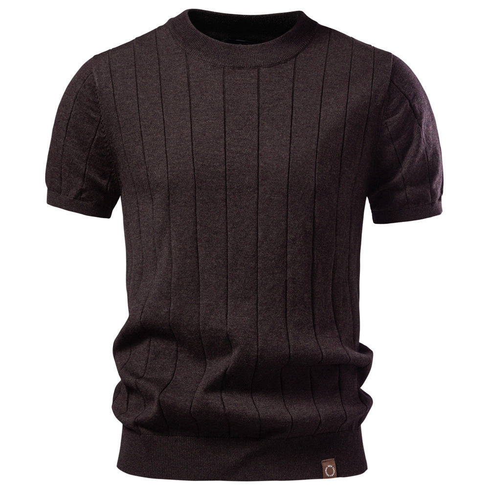Herren nan leichter Kurzarm-Strickpullover mit feiner Rippenstruktur und Rundhalsausschnitt Drune