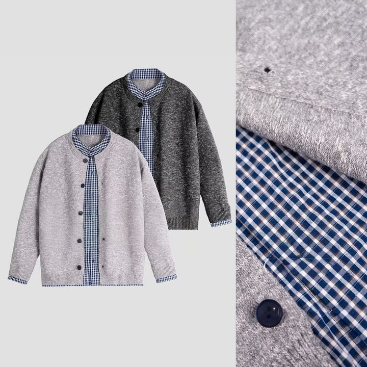 Damen Strickjacke mit modernem Kragen und integrierter Hemdoptik Drune