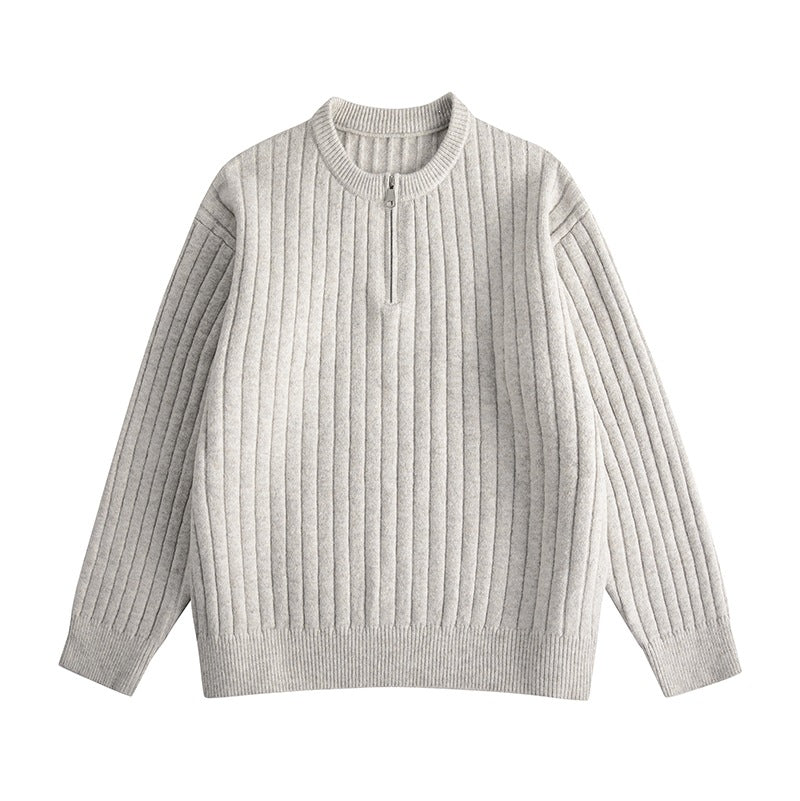 Herren Grobstruktur-Halbzip-Strickpullover mit Rippenstruktur Drune