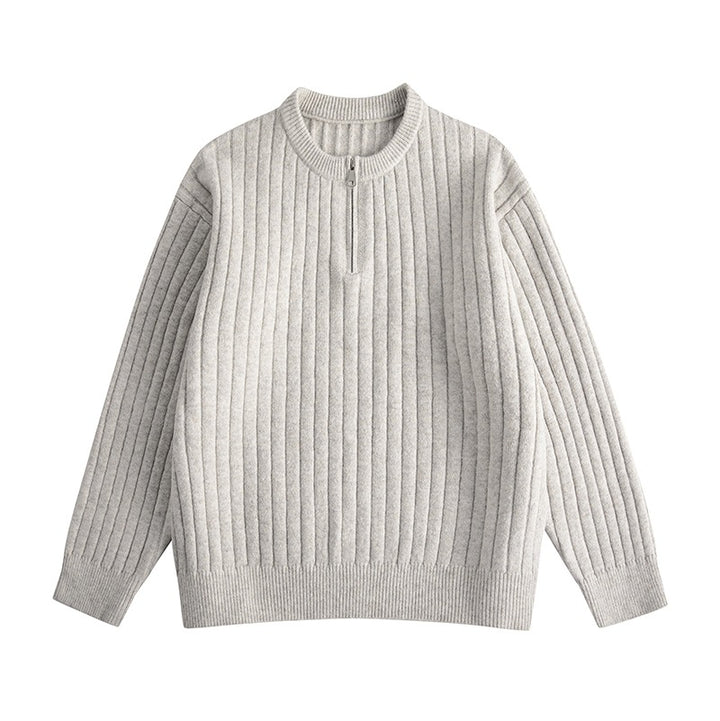 Herren Grobstruktur-Halbzip-Strickpullover mit Rippenstruktur Drune