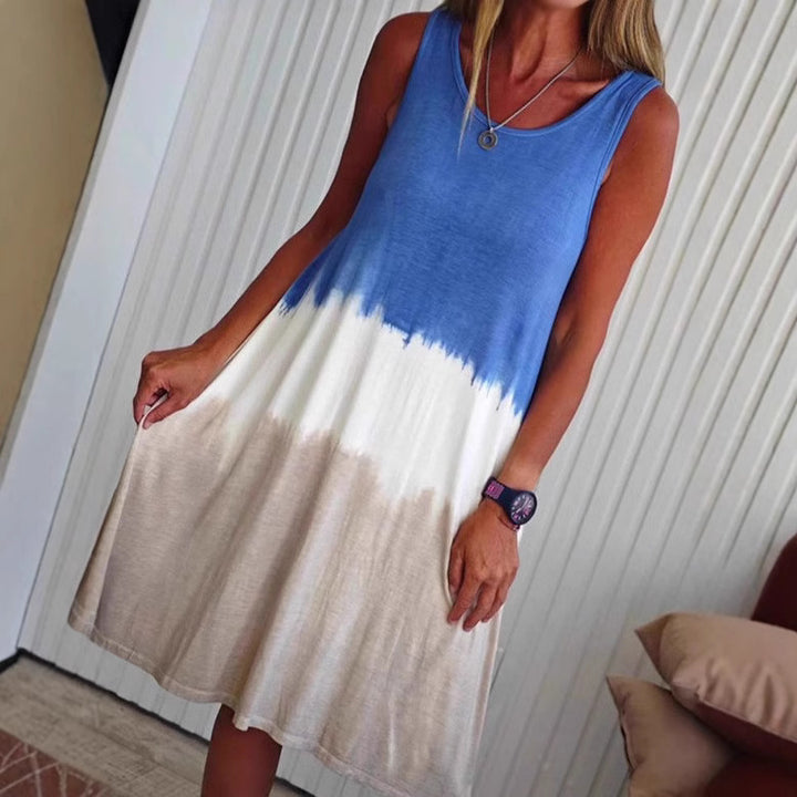Damen nan ärmelloses Swingkleid aus softem Jersey mit fließendem Farbübergang und ausgestellter Silhouette Drune