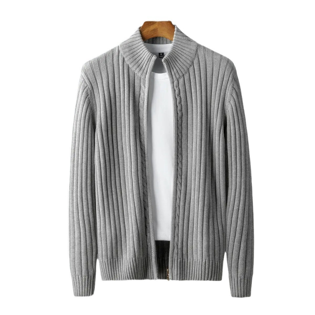 Herren Modischer Grobstrick Cardigan mit Stehkragen Drune