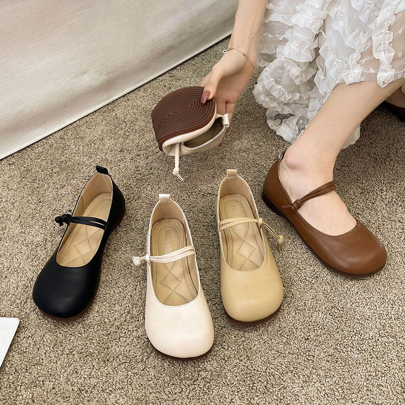 Damen Bequeme und elegante Ballerinas mit verstellbarem Riemen und weicher Innensohle Drune