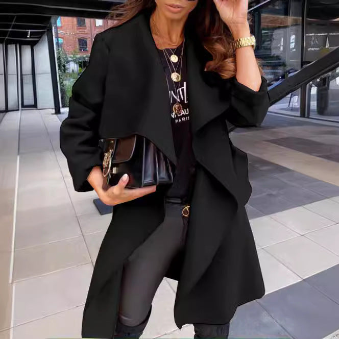 Damen eleganter, frecher Mantel im lässigen Wrap-Design Drune