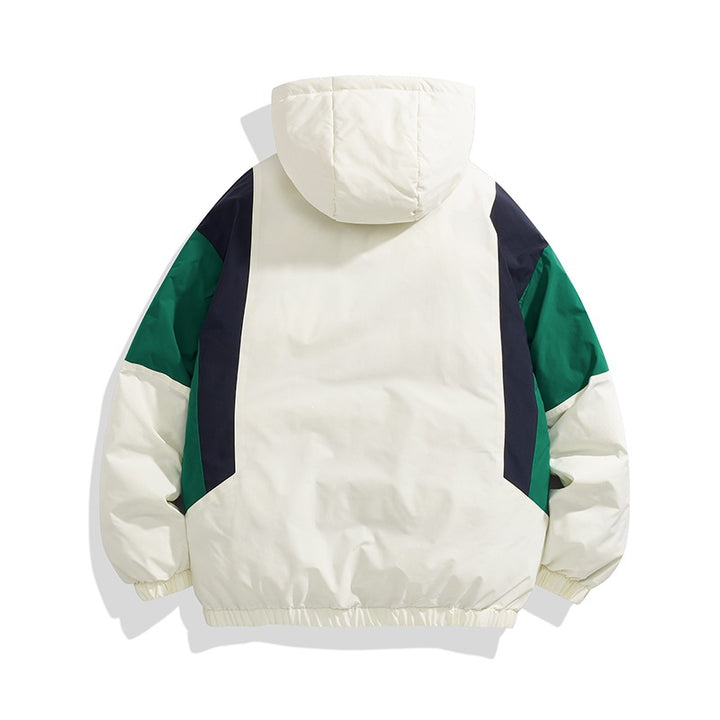 Unisex Kapuzen‑Steppjacke im Colorblock‑Look mit elastischem Saum, Kängurutaschen & leichtem Thermofutter Drune