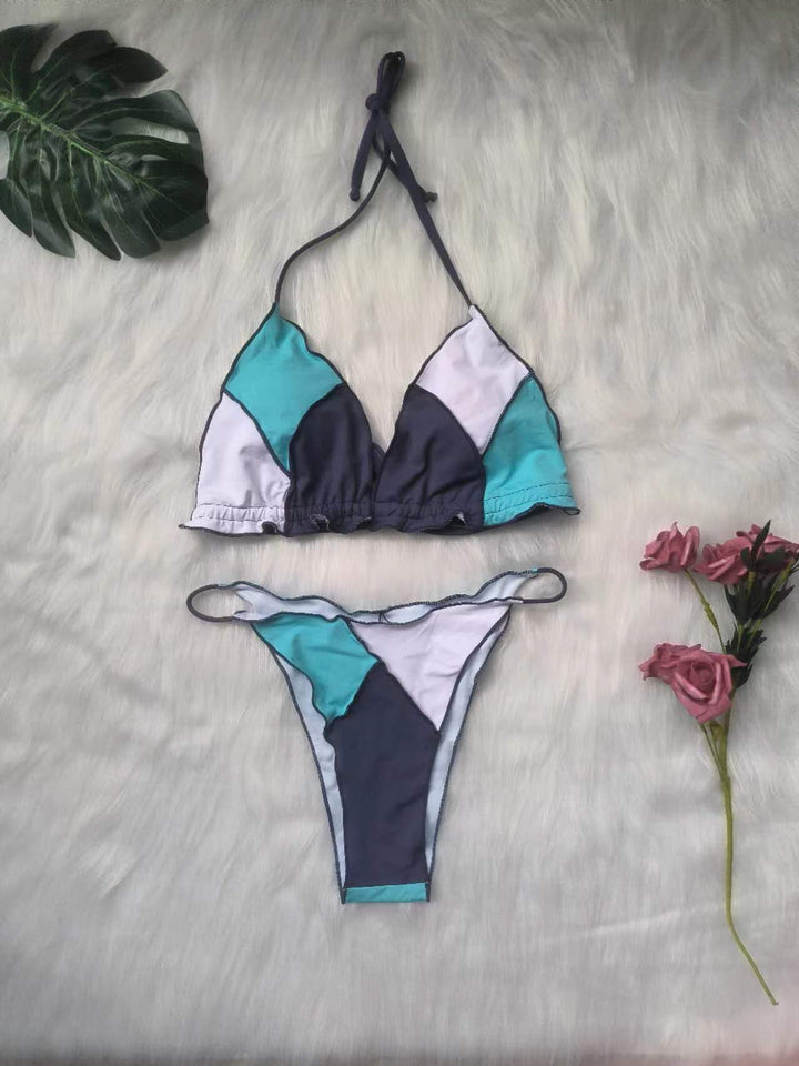 Damen Triangel-Bikini-Set mit geometrischem Design Drune