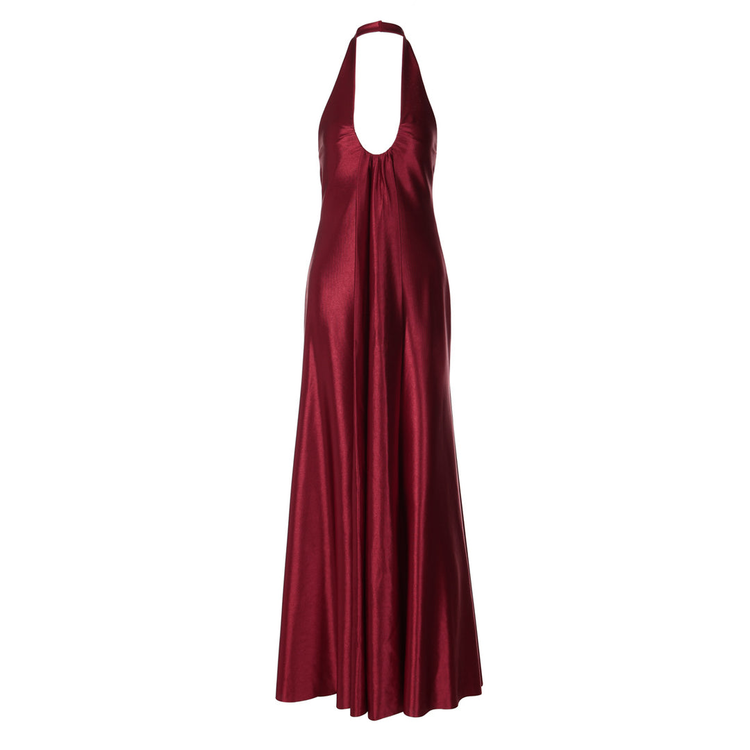 Damen Maxi Kleid mit eleganter Halterneck-Detaillierung und fließendem Schnitt Drune