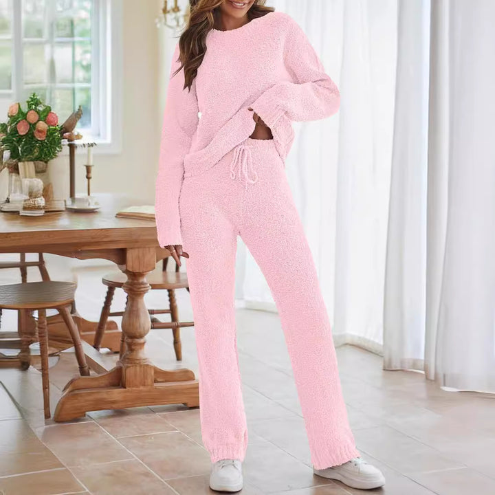 Damen nan kuscheliges Lounge-Set mit Oversize-Pullover und Kordelzughose Drune