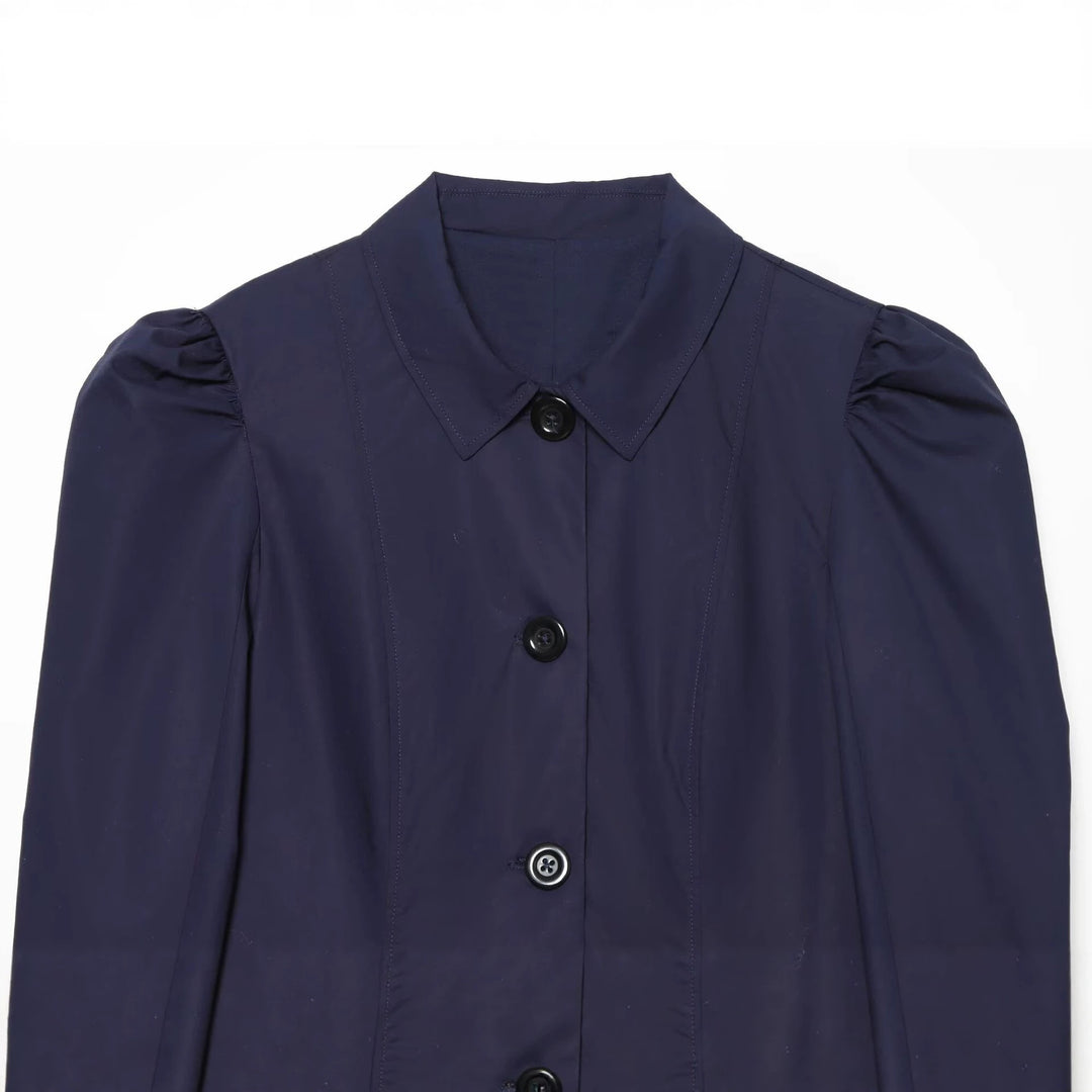 Damen Kurzblazer im Blouson‑Stil mit gerafften Schulterpartien und Knopfleiste Drune