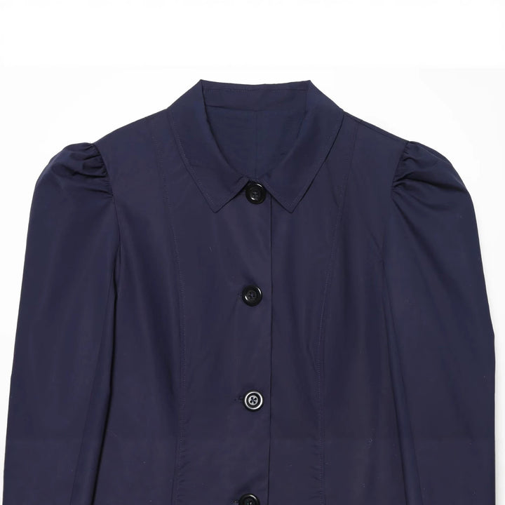 Damen Kurzblazer im Blouson‑Stil mit gerafften Schulterpartien und Knopfleiste Drune