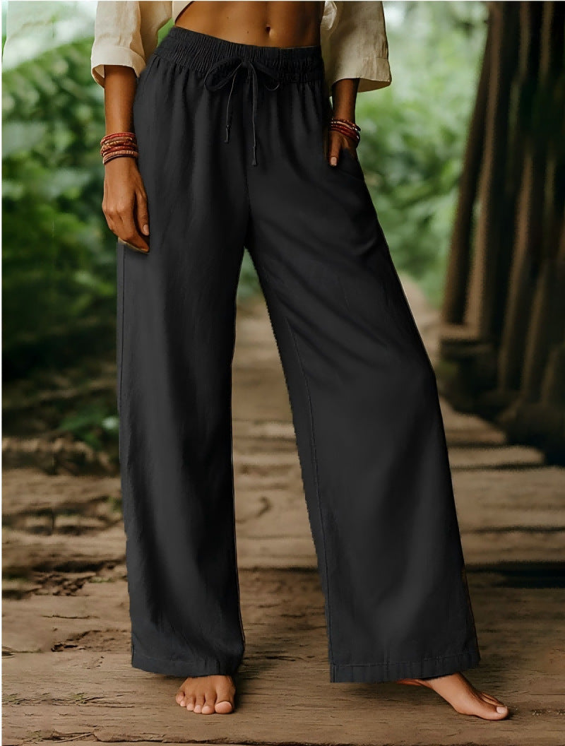 Damen Luftige Freizeithose mit weitem Schnitt und elastischem Bund Drune