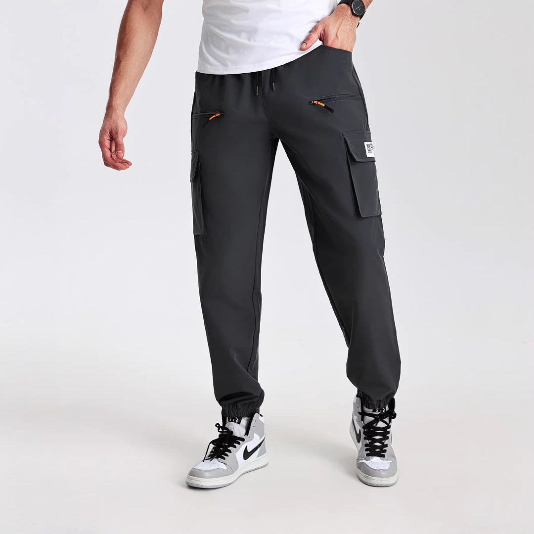 Herren Utility-Cargohose im Joggerstil mit elastischem Bund, Multifachtaschen & Reißverschlusstaschen Drune