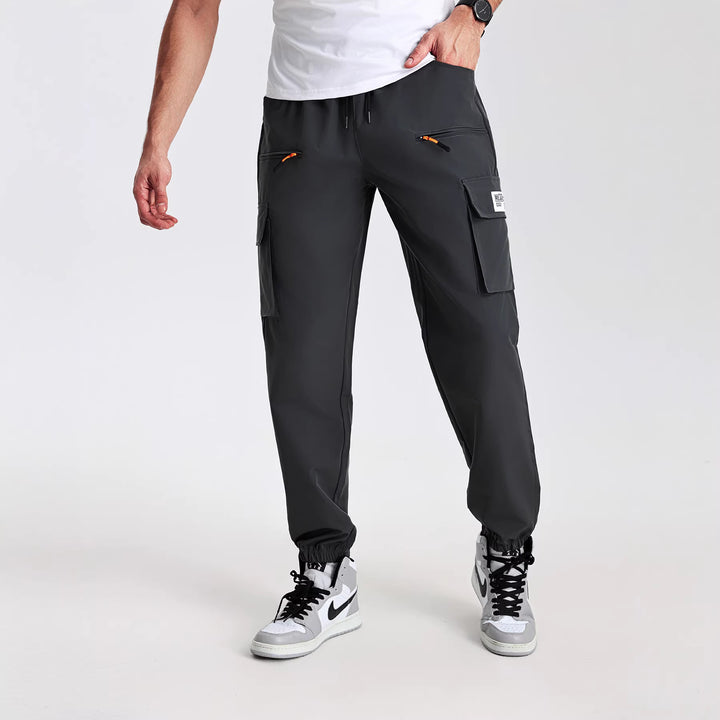 Herren Utility-Cargohose im Joggerstil mit elastischem Bund, Multifachtaschen & Reißverschlusstaschen Drune