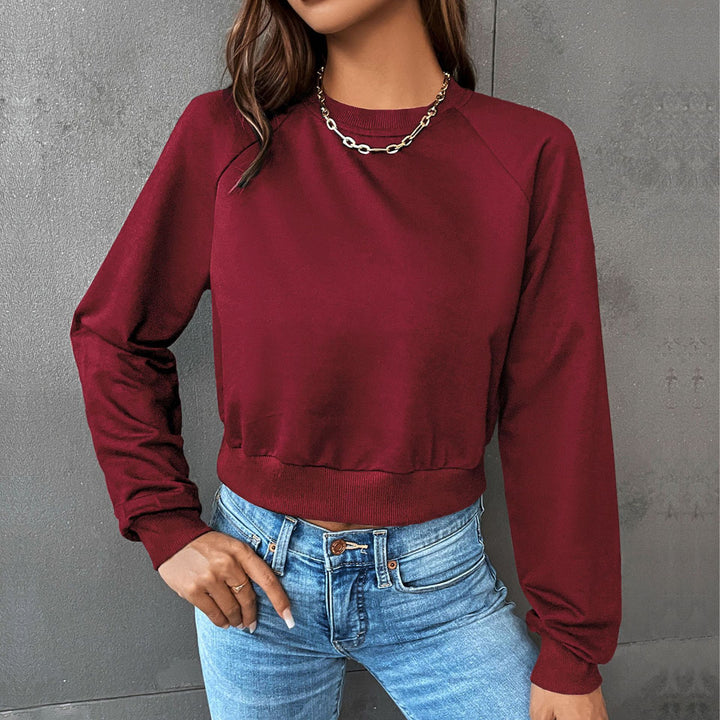 Damen Sportlicher Cropped Pullover Drune